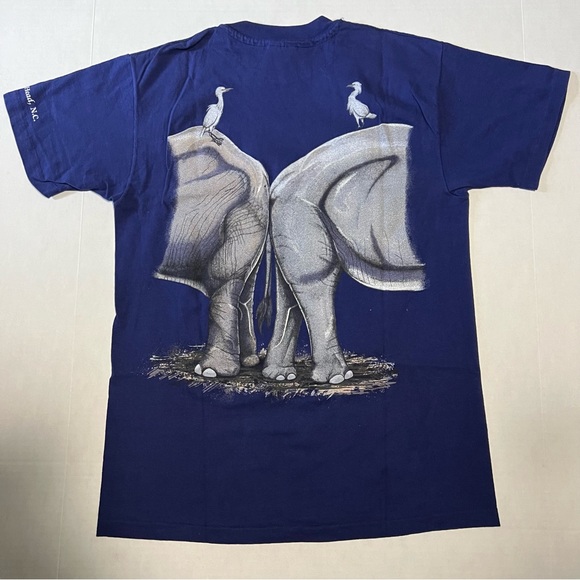 Vintage single stitch tshirt size medium elephant nature print 1992 Hanes Usa - Picture 2 of 11
